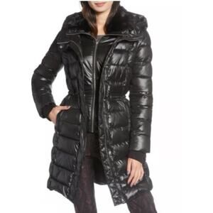 French Connection Faux Fur Hooded‎ Longline Puffer Coat – Size M